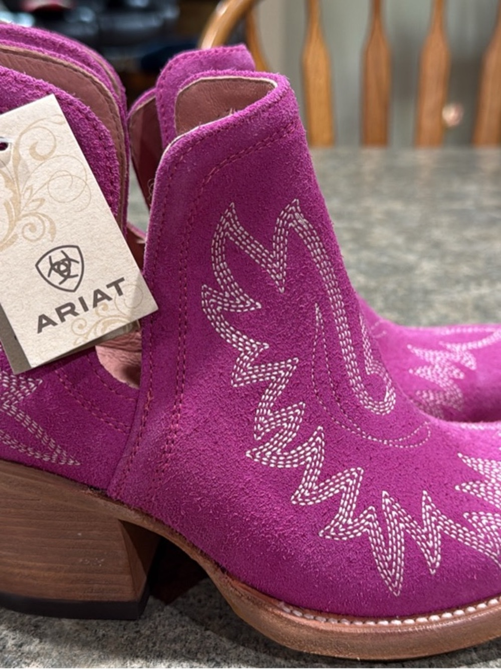 Ariat Fuchsia Suede Western Ankle Booties